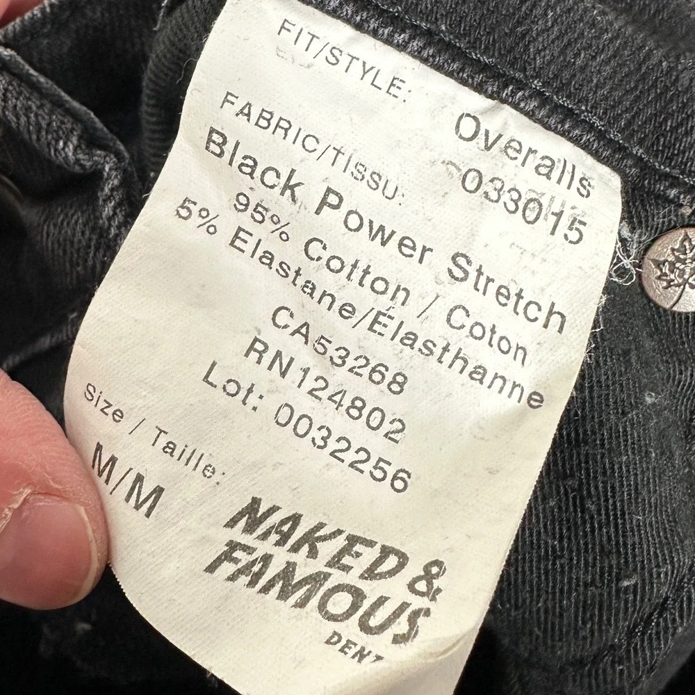 Naked Famous‎ Japanese Denim Black Overalls Womens Size Medium Canada Made Jeans - Picture 7 of 16